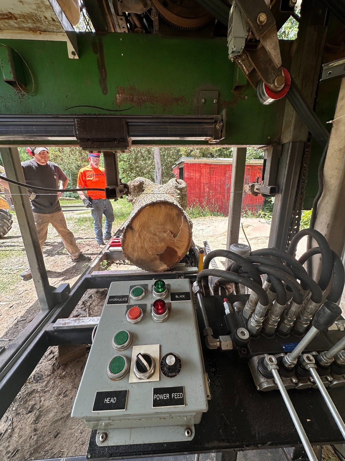 Cutting lumber from a fresh log
